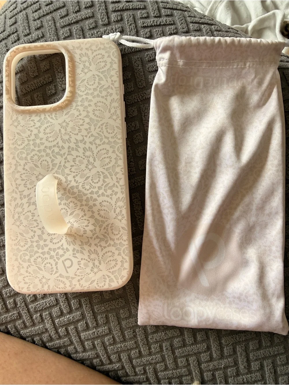IPhone 16 pro max righty Loopy Case Lace-Textured Phone Case with Loop Grip